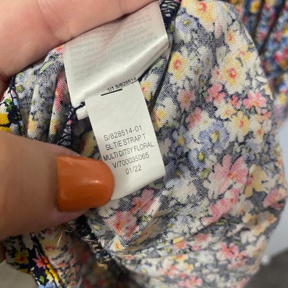 Old Navy Ditsy Floral Multicolor Tie Strap Cami Sundress with Pockets Sz L - Picture 11 of 12